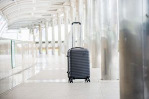 Luggage bag alone in an airport